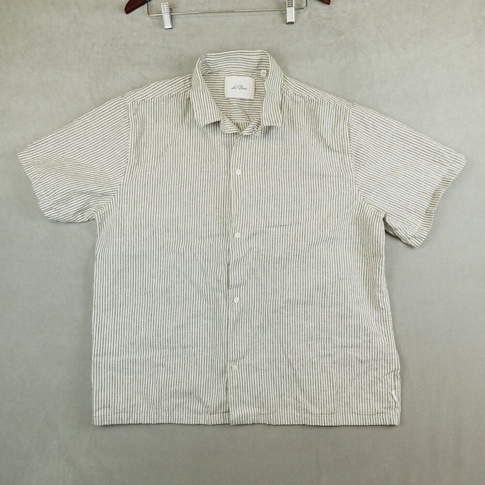 Les Deux Shirt Lukas Stripe Knitted SS Cotton Linen Size XXL Button Up